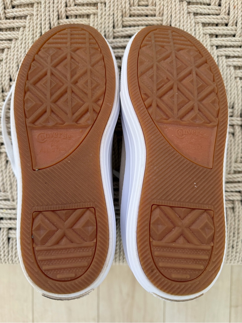 Converse Beige and White Platform High Top Sneakers - Picture 6 of 7